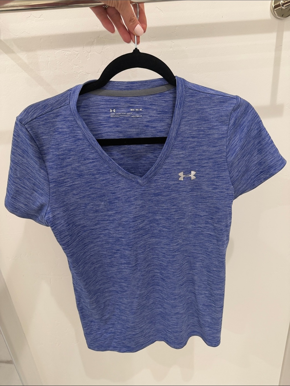 Under Armour Heathered Blue V-Neck Performance Short Sleeve Tee